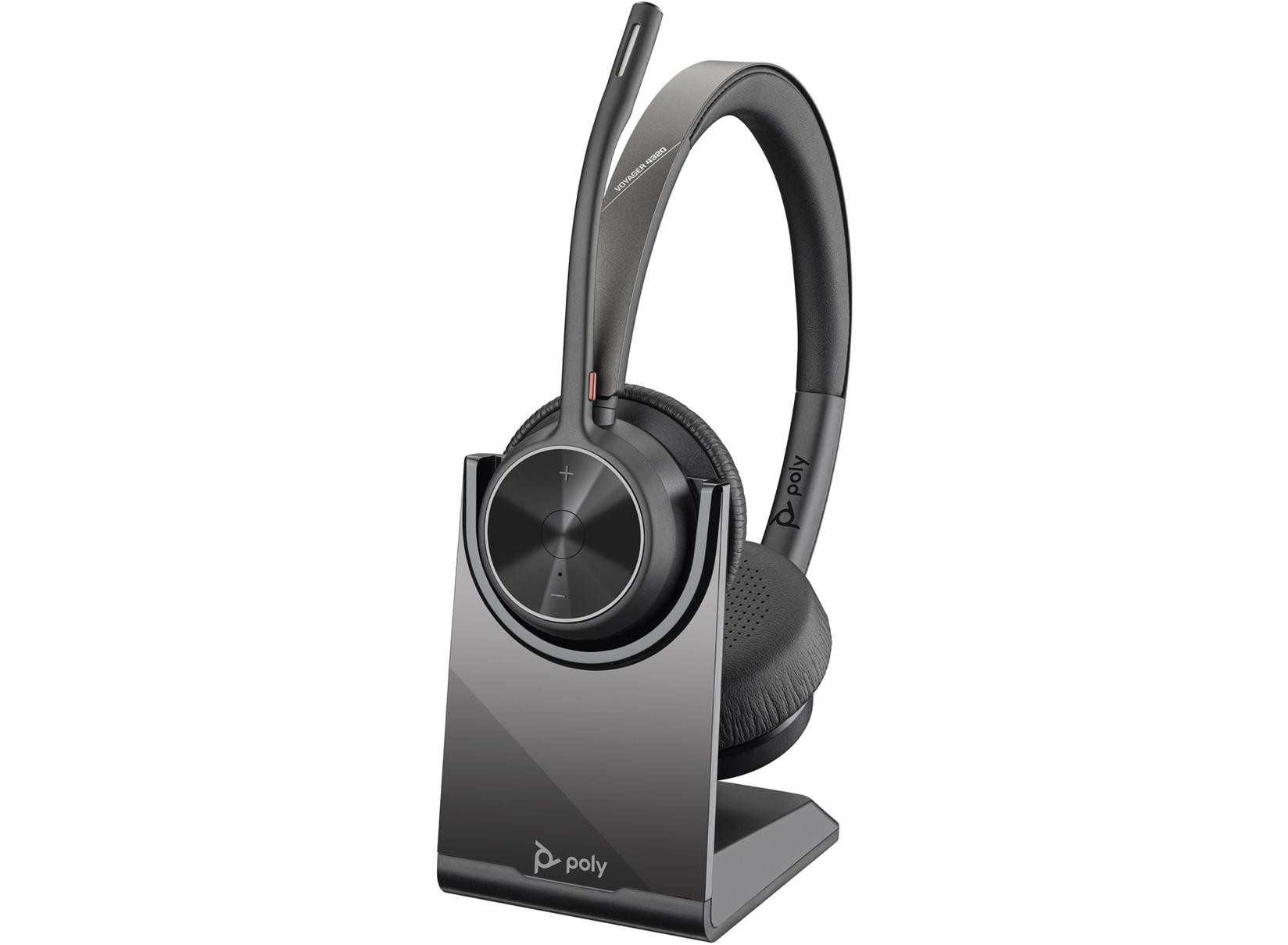 Poly Voyager 4320 Bežične slušalice sa mikrofonom i postoljem za punjenje, Na uho, USB-C, +BT700 dongle, Crne