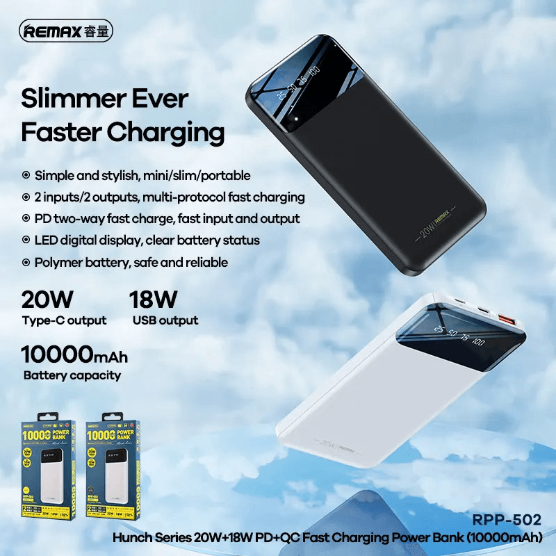 Selected image for REMAX Power Bank Hunch Series RPP-502 20W+18W PD+QC 10000 mAh bela