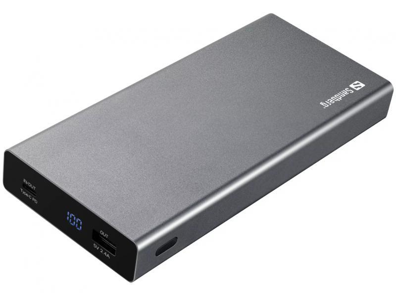 SANDBERG Eksterna baterija 20000mAh, 100W, USB-C 420-52, Siva
