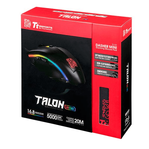 Selected image for THERMALTAKE Gaming miš USB + podloga eSPORTS Talon Elite RGB crni