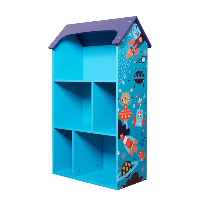 Selected image for KINDER HOME Dečija drvena polica za odlaganje igračaka i knjiga plava