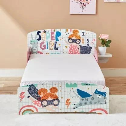 Selected image for KINDER HOME Dečiji drveni krevet sa zaštitom od pada roze