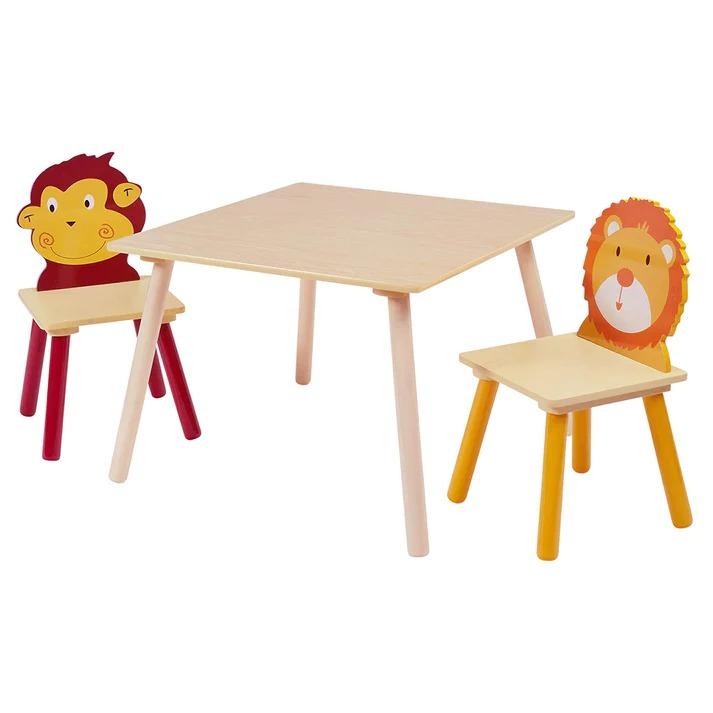 KINDER HOME Dečiji drveni sto sa 2 stolice šareni