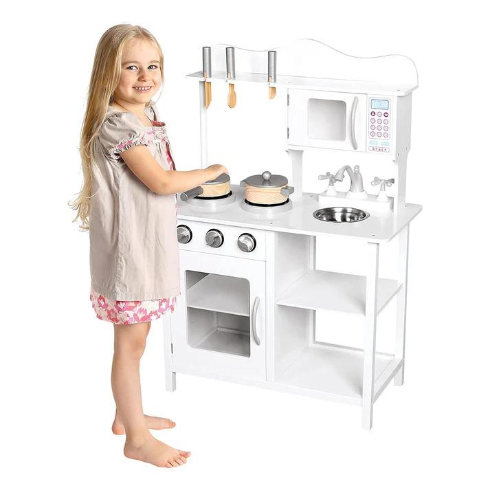 Selected image for KINDER HOME Dečija drvena kuhinja za igru sa dodacima bela