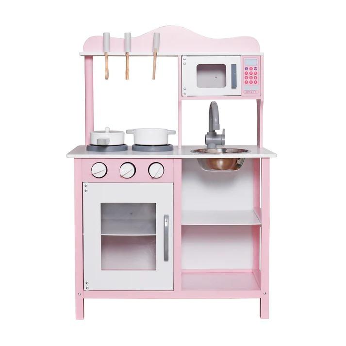Selected image for KINDER HOME Dečija drvena kuhinja za igru sa dodacima roze