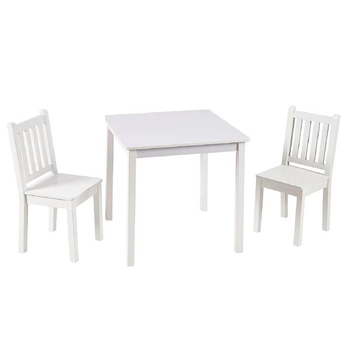 KINDER HOME Dečiji drveni sto i dve stolice beli