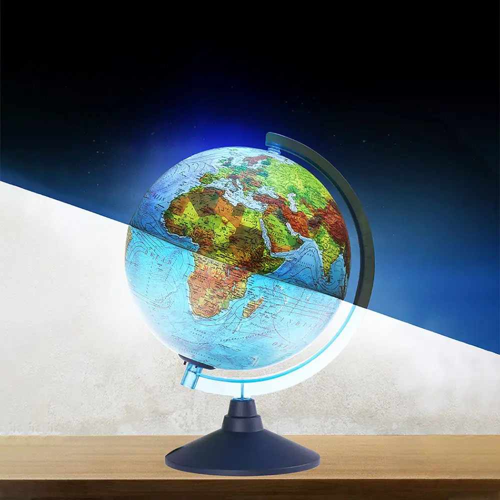 Globus sa LED svetlom, Na engleskom, Sa fizičkom mapaom, 25cm