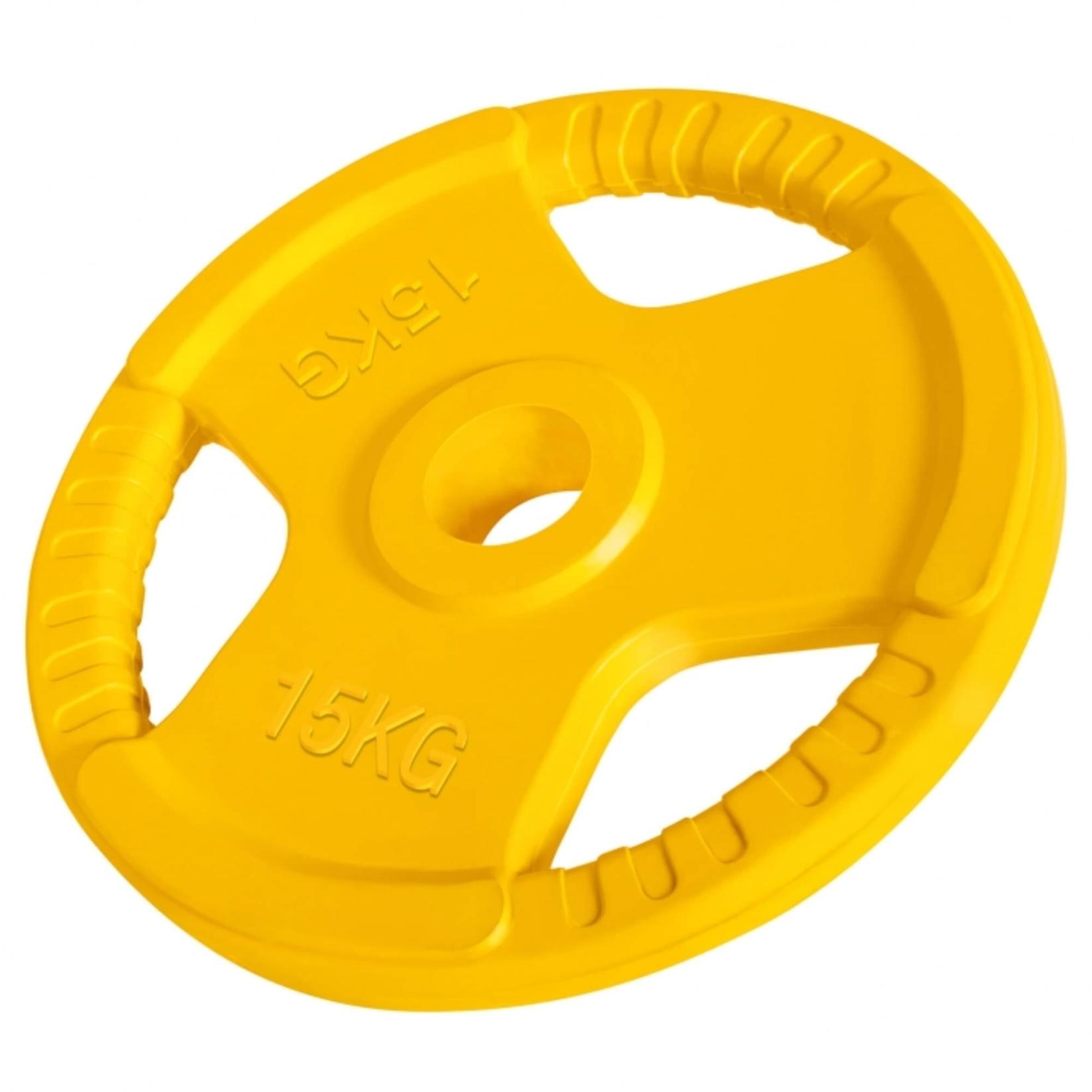 GORILLA SPORTS Olimpijski teg obložen gumom 15 kg žuti