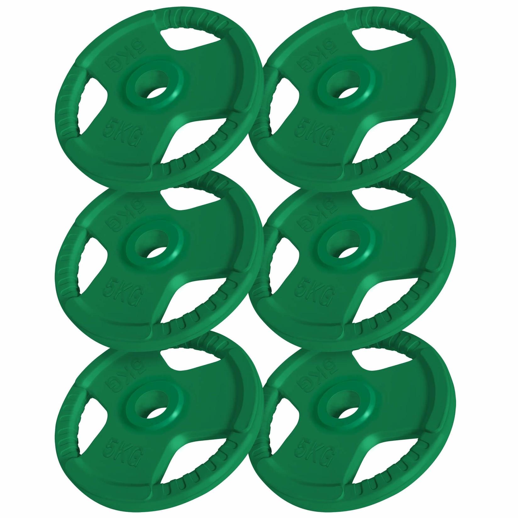 GORILLA SPORTS Set tegova obloženih gumom sa rukohvatima 6x5 kg zeleni