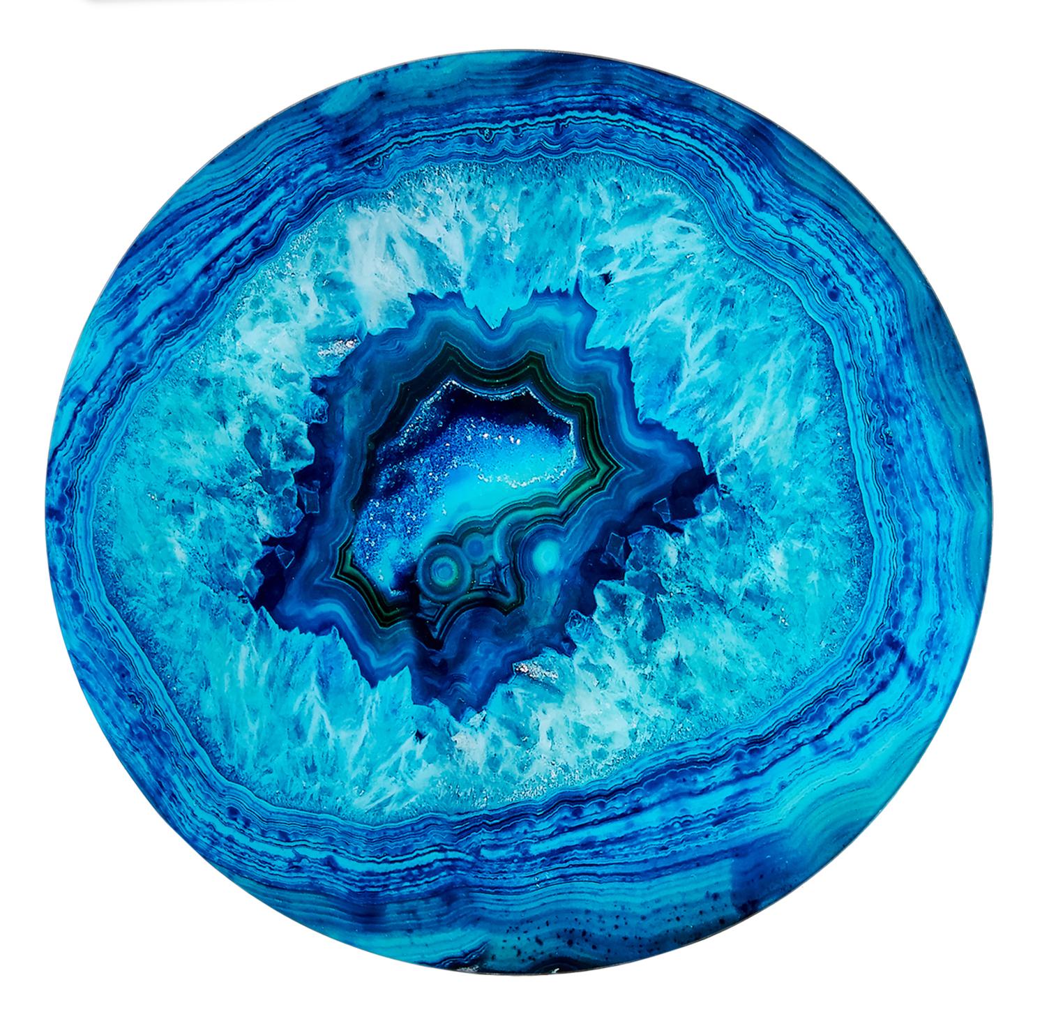 Slike GIFTDECOR Stakleni stočić sa efektom mermera plavi