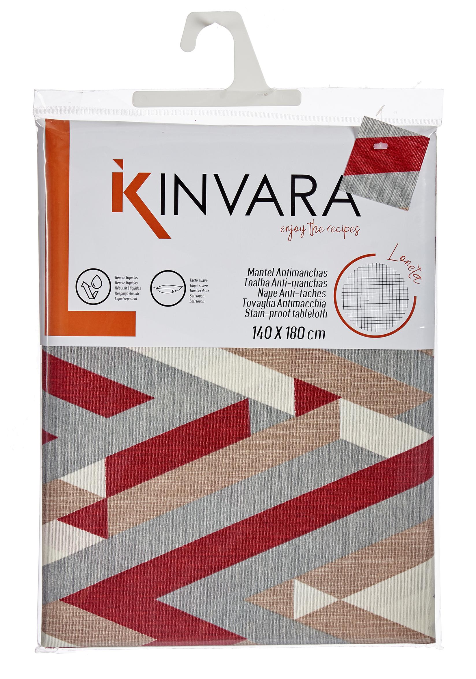 Selected image for KINVARA Platneni stolnjak otporan na mrlje crveno-sivi