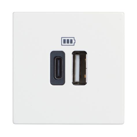 BTICINO USB punjač Classia TIP A i C, 3000mA/1500mA, 2M beli