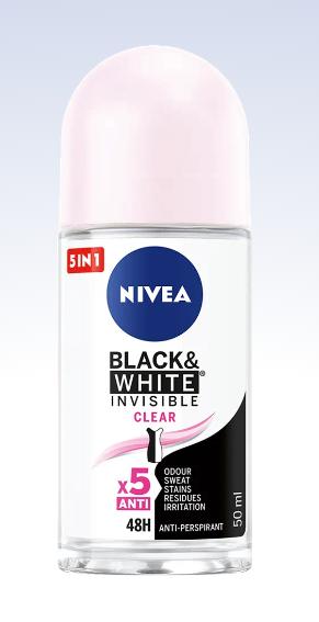 NIVEA Ženski roll on dezodorans B&W Clear 50ml