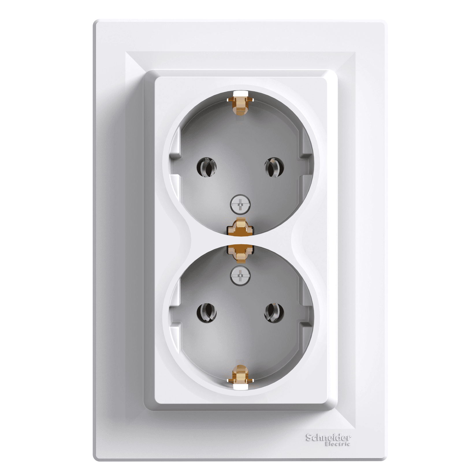 Selected image for SCHNEIDER ELECTRIC Dvostruka utičnica sa uzemljenjem sa strane ASFORA /16A bela
