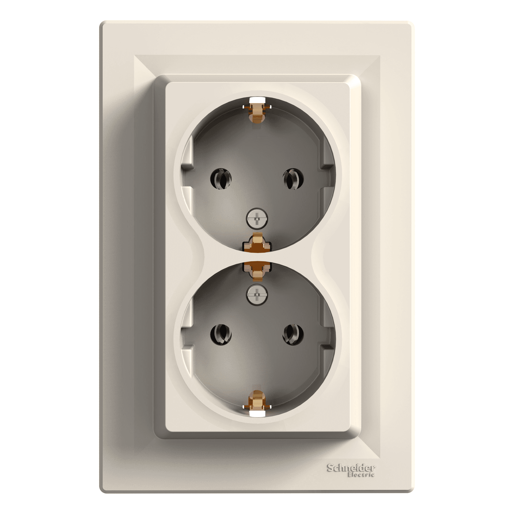 Selected image for SCHNEIDER ELECTRIC Dvostruka utičnica sa uzemljenjem sa strane ASFORA 16A krem