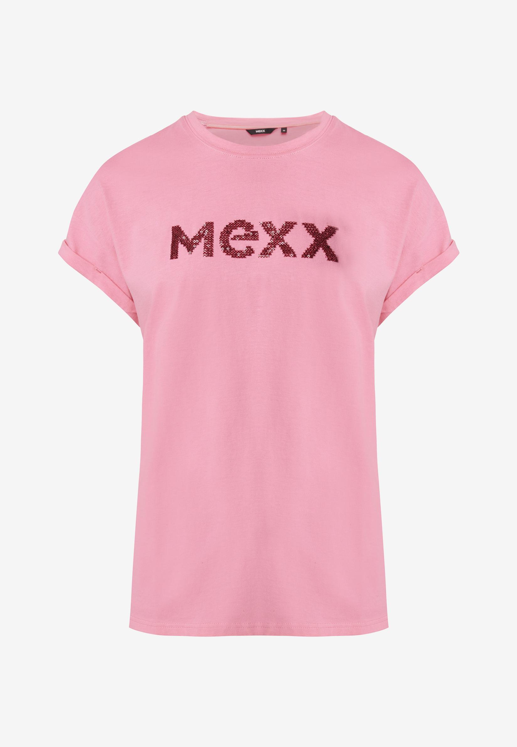 MEXX Ženska majica sa kratkim rukavima i logom svetloroze