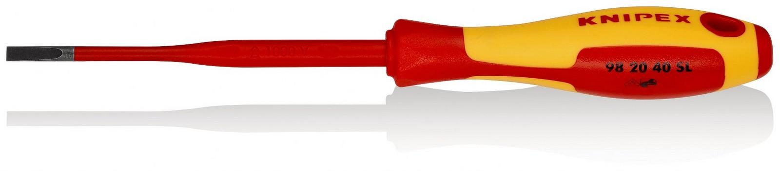 KNIPEX Odvijač Slim ravni 1000V VDE 4mm 98 20 40 SL crveno-žuti