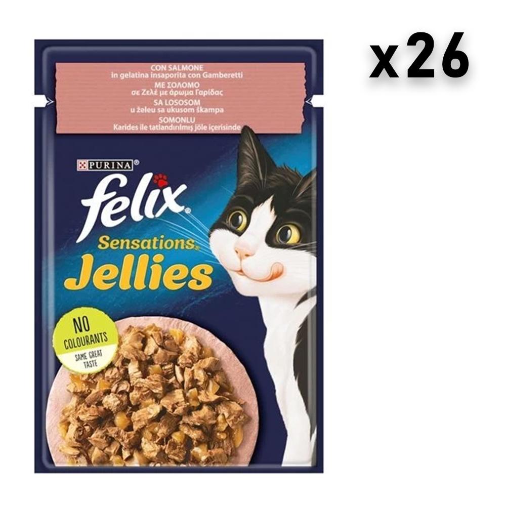 Felix Sensations Sos za mačke, Losos i škampi, Žele, 26x85g
