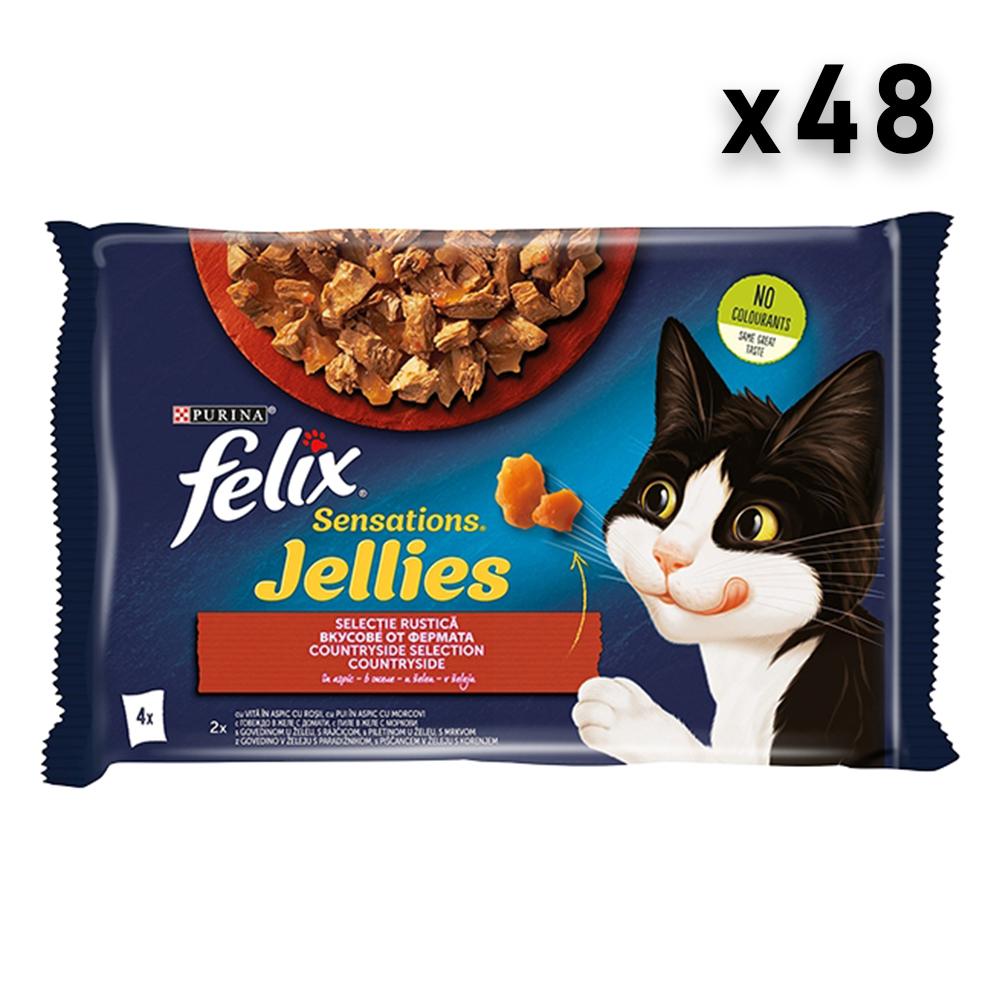 Felix Sensations Sos za mačke, Govedina i piletina, Žele, 48x85g