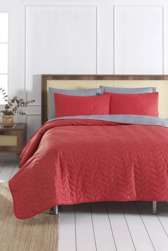 MEY HOME Set štep deka 200x220cm i dve jastučnice 50x70cm Maxicolor crveni