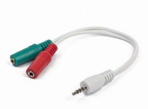 Selected image for GEMBIRD Adapter 2 x 3.5 mm(slušalice i mikrofon) na 1x 3.5mm(4 pin) cable CCA-417W beli