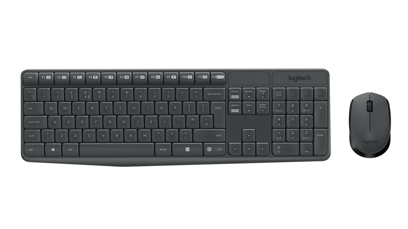 Logitech MK235 Bežična tastatura i miš, QWERTY standard, Crni