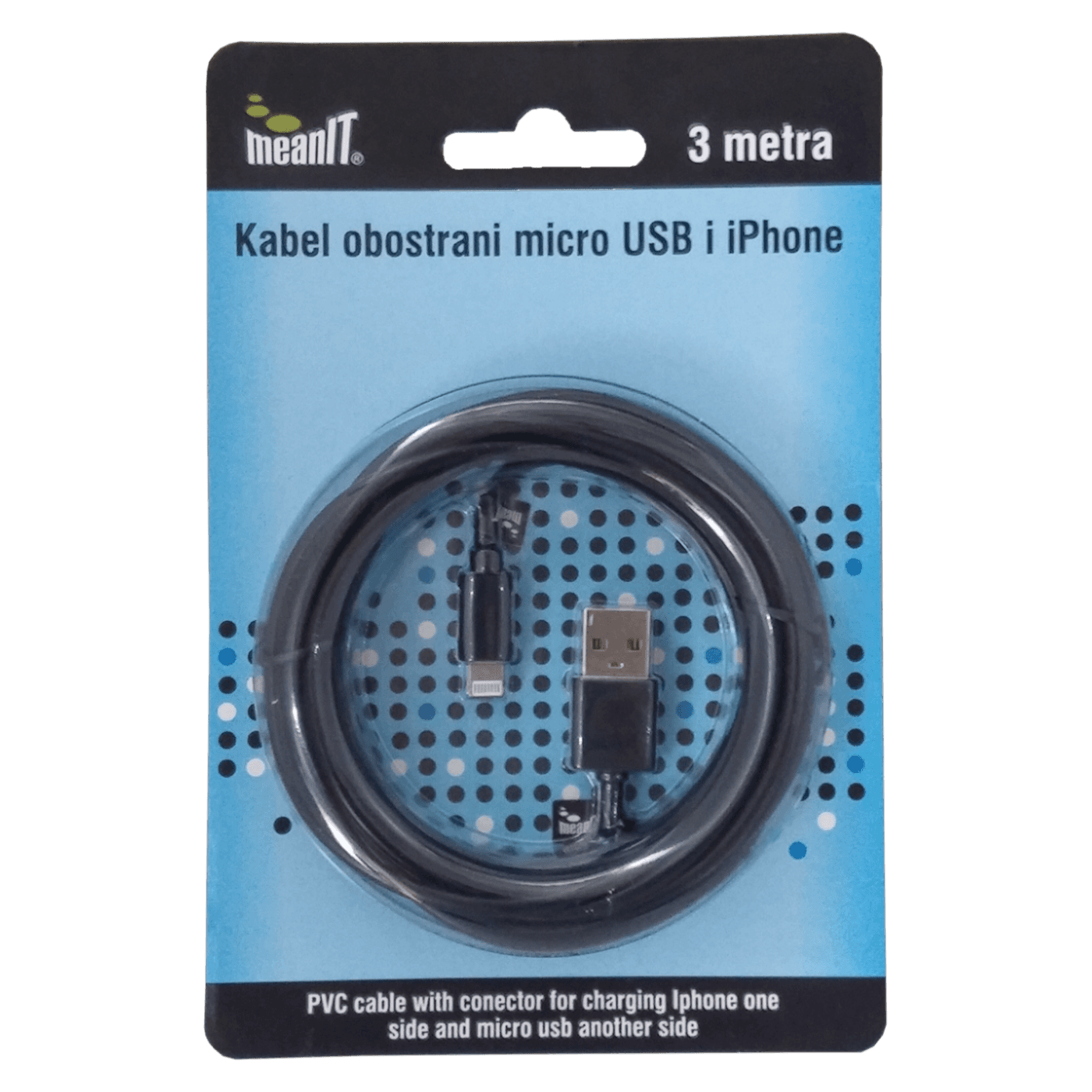 Selected image for MEANIT USB kabl sa micro USB i iPhone priključkom 3m