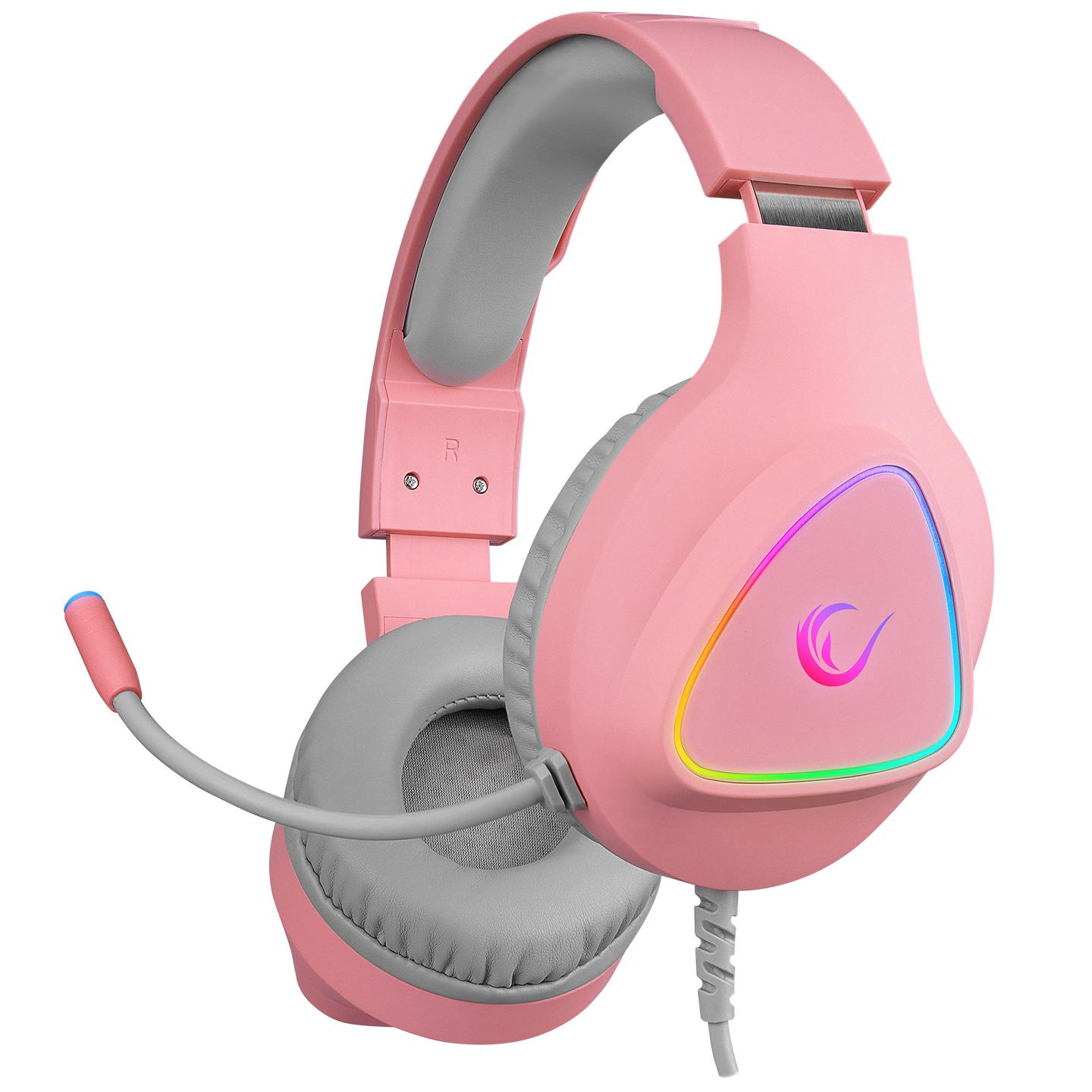 RAMPAGE Gejmerske slušalice sa mikrofonom M7 MONCHER RGB Led USB 7.1 roze