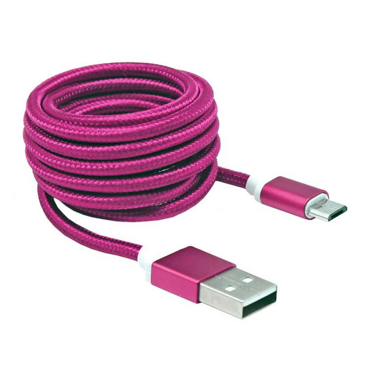S Box Kabl USB A - Micro B 1,5 m, Roze