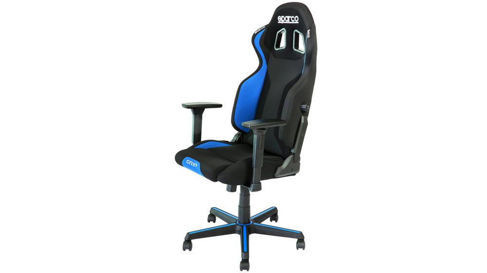 Slike SPARCO Gaming stolica sa crnim lumbalnim jastukom GRIP crno-plava