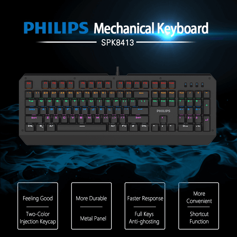 Selected image for Tastatura Gaming Philips G413 RGB mehanička crna