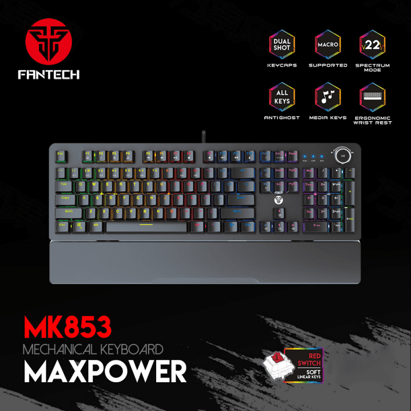 Tastatura mehanička Gaming Fantech MK853 RGB Maxpower crna (Red switch)
