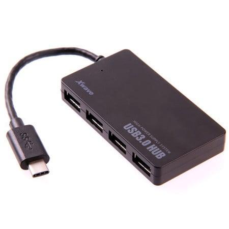 Xwave C241 USB Hub, 5 Gbps, 4 porta, kabl 13 cm, Crni