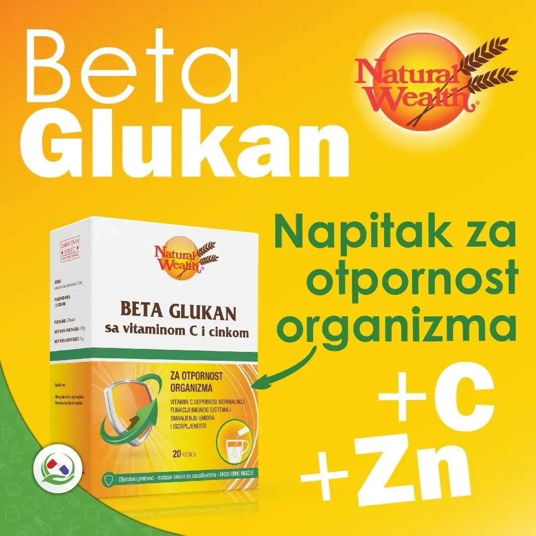 Selected image for NATURAL WEALTH Beta glukan + vitaminC + Zn 20 kesica