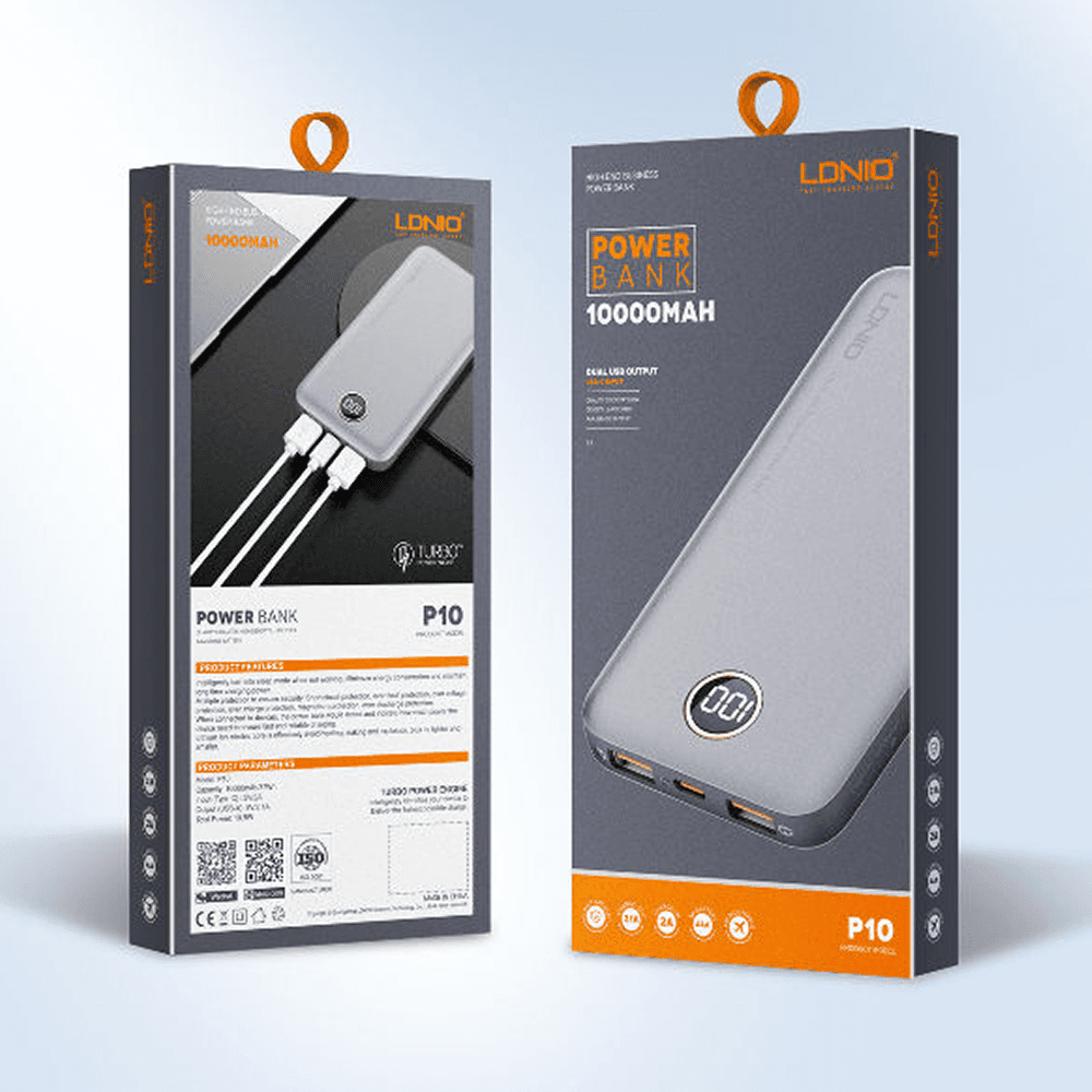 Selected image for LDNIO Back up baterija P10, 10000mAh, 37Wh, 5V, 2.1A, LED display crna