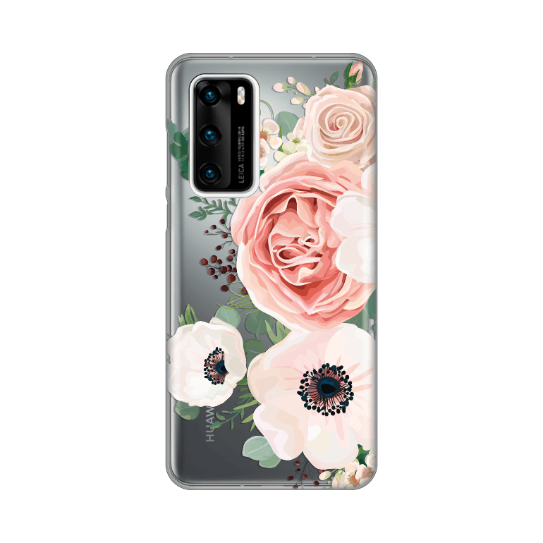 Maska Silikonska Print Skin za Huawei P40 Luxury Pink Flowers