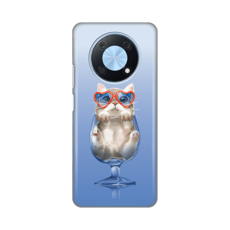Silikonska maska za Huawei Y90 Funny Cat Print plava