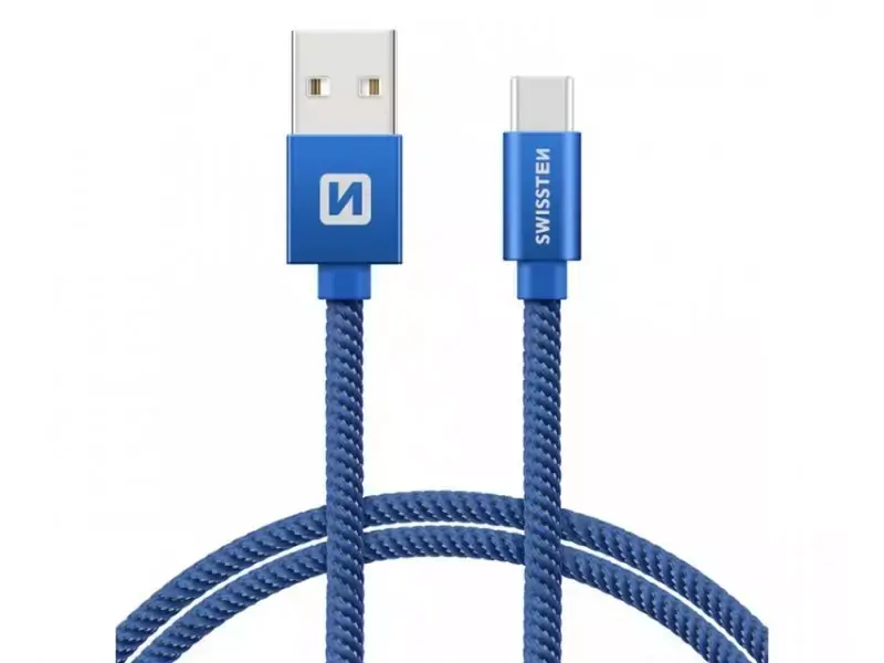 SWISSTEN Data kabl tekstil USB na tip C 1.2m plavi