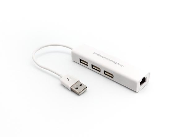 TELEMPIRE Adapter USB 2.0 na RJ45 i USB HUB 3 porta 2u1 JWD-U25 beli