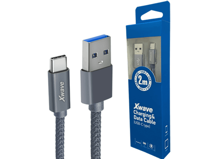 Xwave USB kabl, TIP-C 3.0 tip A USB 3.1, 2 m, 3A, Aluminijum, Tamnosivi