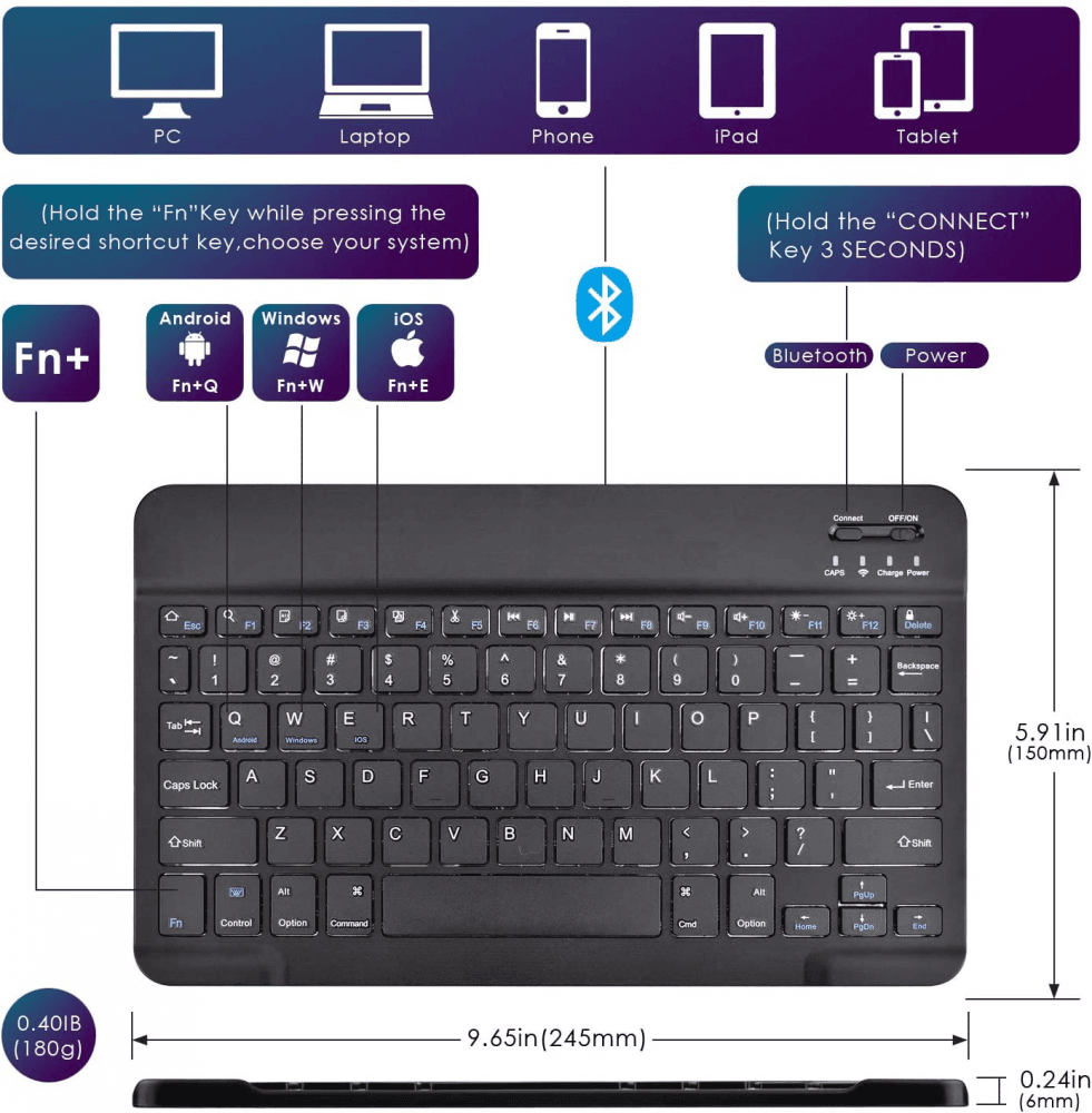 Selected image for Futrola sa Bluetooth Tastaturom Leather za Tablet 10" Univerzalna zlatna