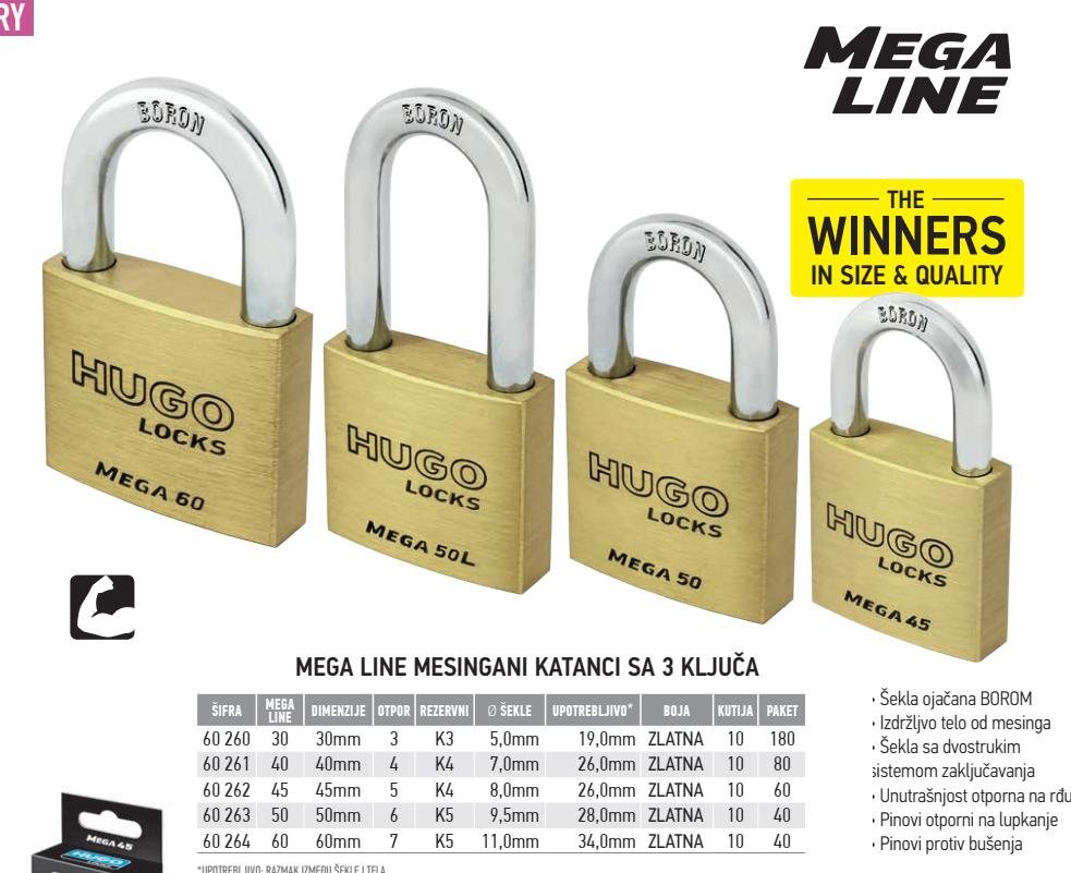Selected image for HUGO LOCKS Mesingani katanac Mega Line40 40mm zlatni