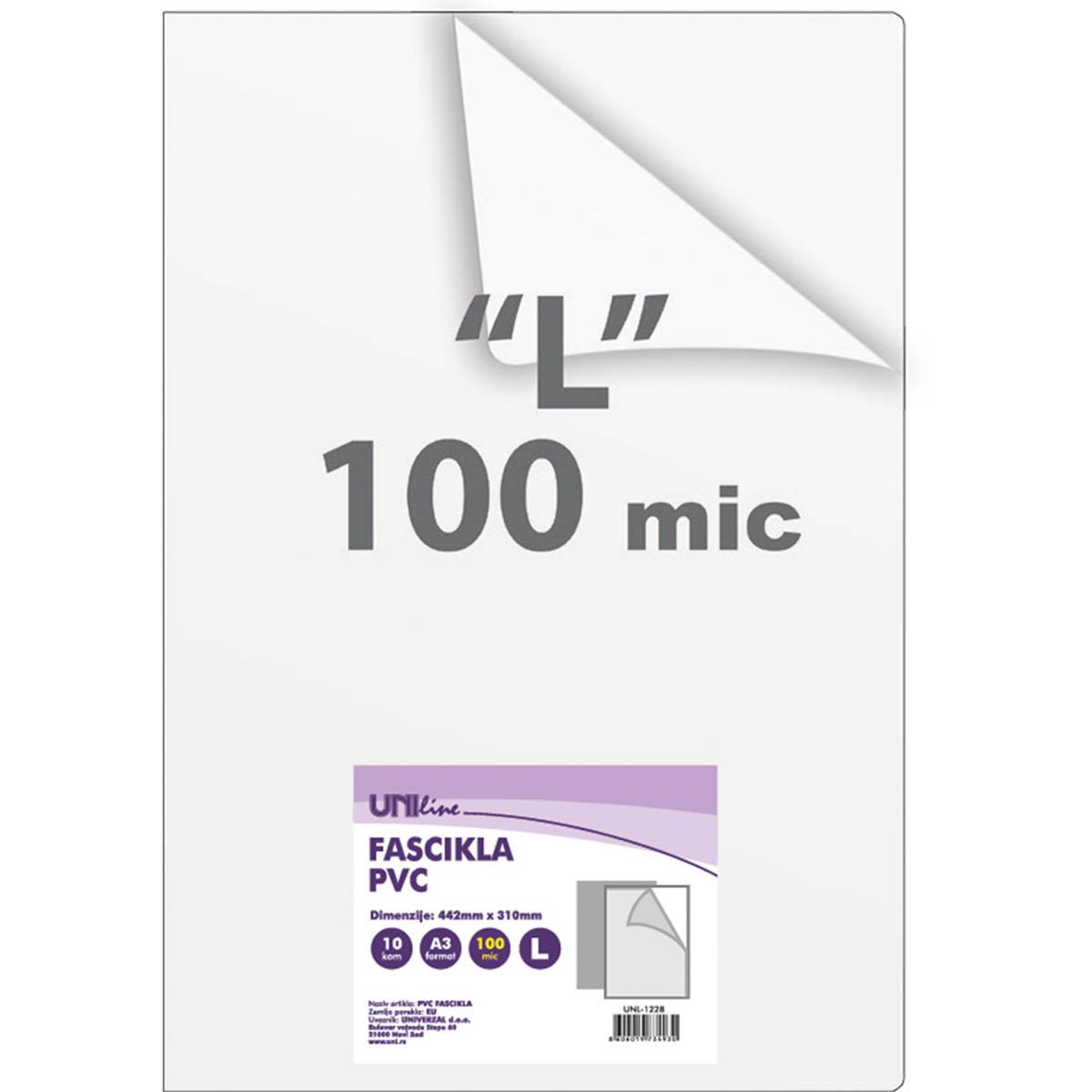 UNI LINE Fascikla A3 10/1 L 100 microna UNL-1228