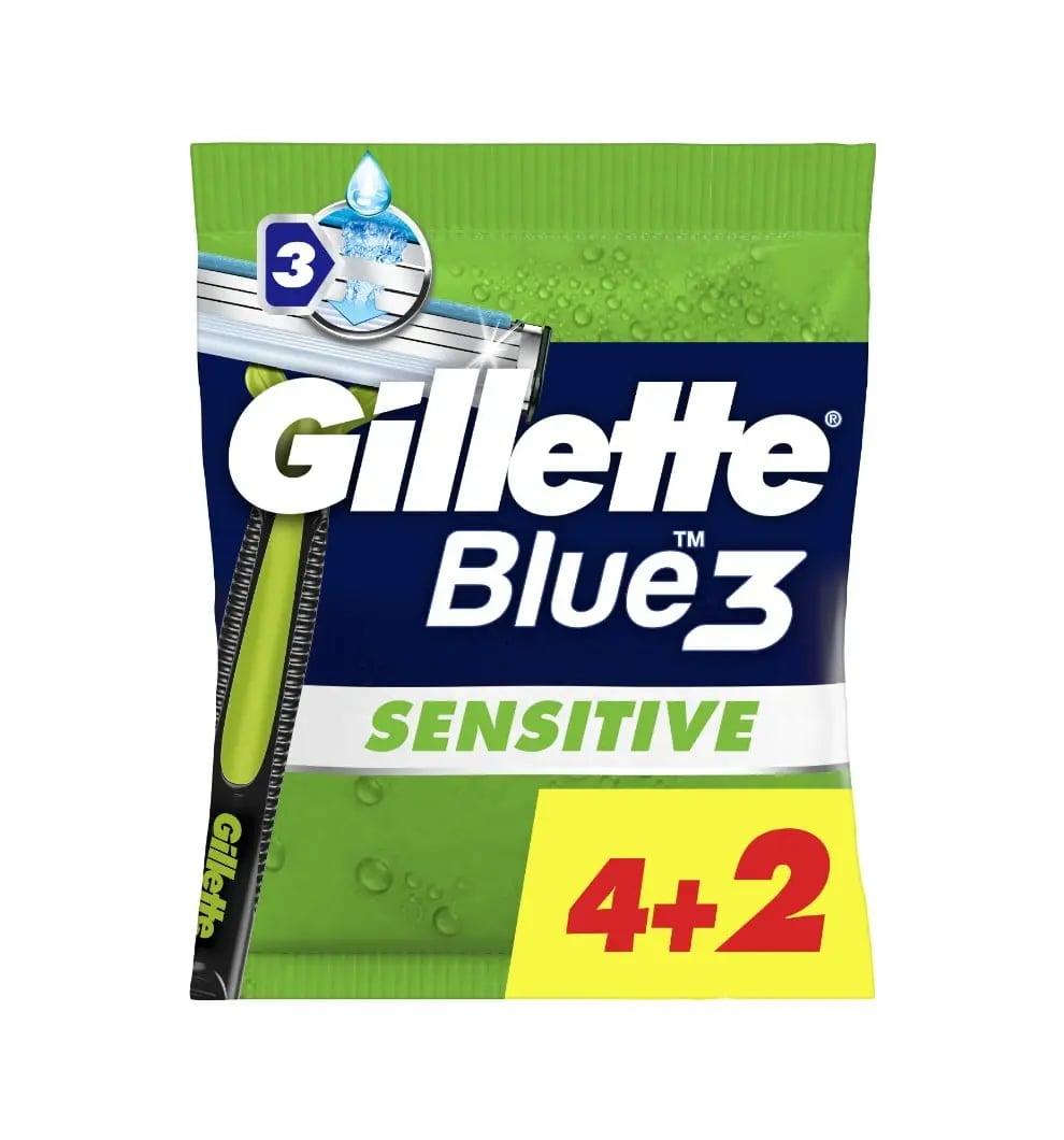Gillette Blue 3 Sensitive Brijač za jednokratnu ulogu, 6 komada