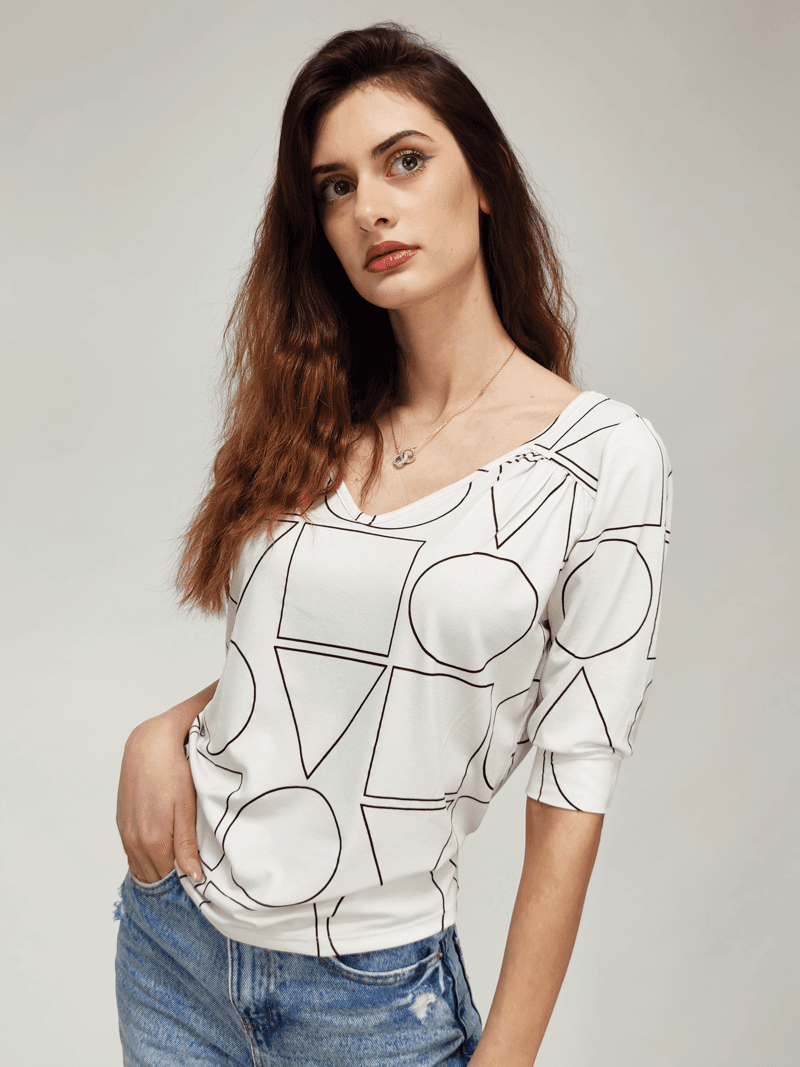 ORANGE Ženska bluza sa geometrijskim motivima bela