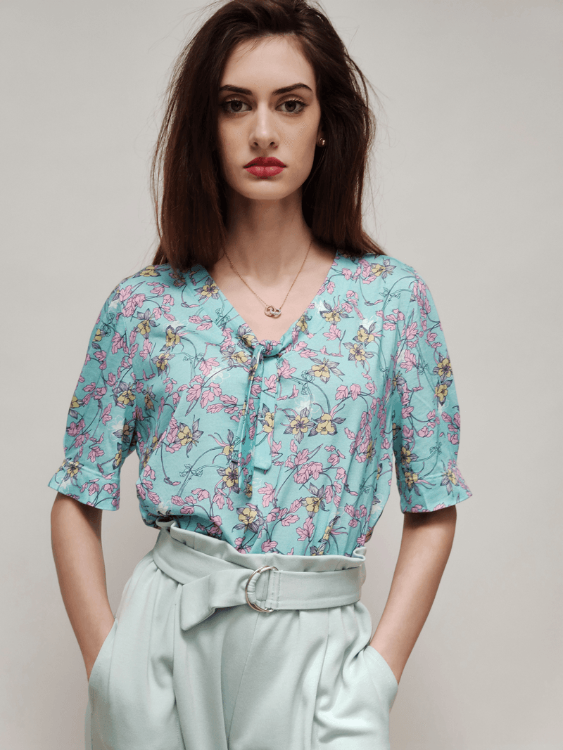 Selected image for ORANGE Ženska bluza sa ešarpom svetloplava