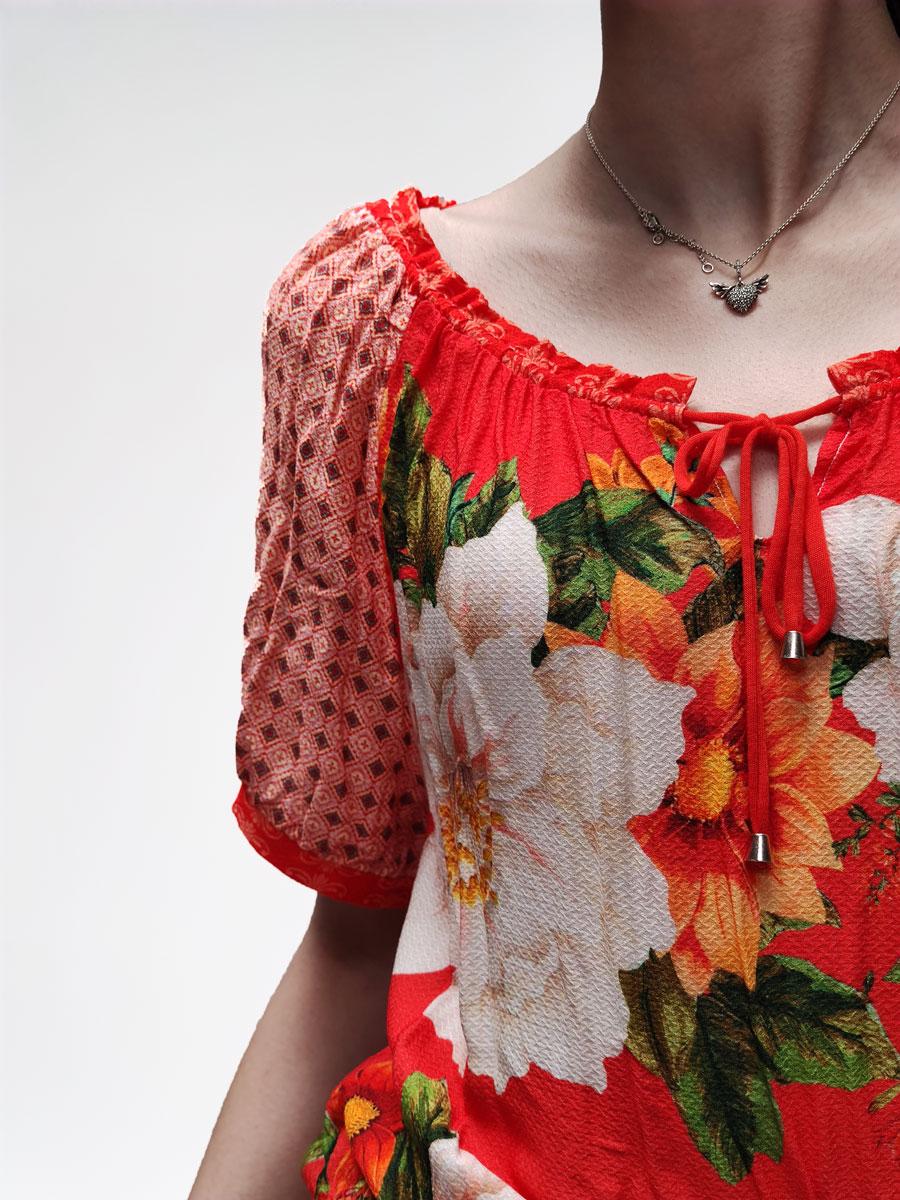 Selected image for ORANGE Ženska letnja bluza sa cvetnim dezenom crvena
