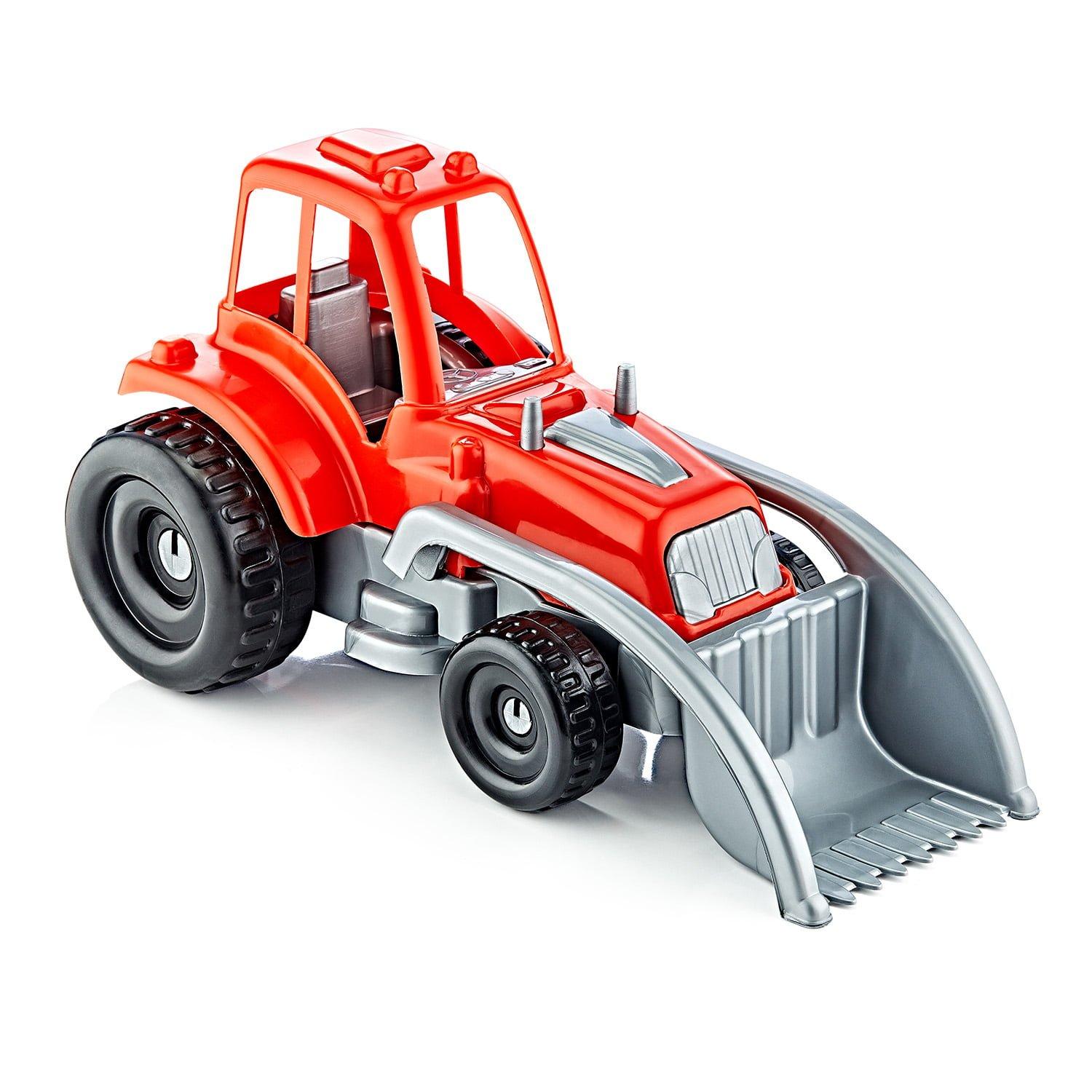 Moderni traktor sa kašikom crveni