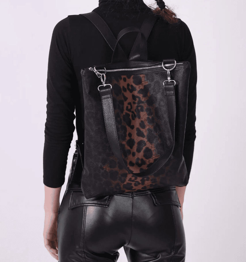 Paraskeva Stilizovana ranac-torba za laptop, Leopard crni print