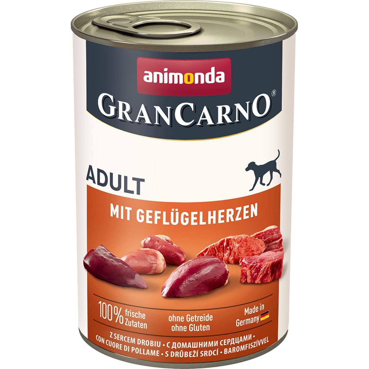 ANIMONDA GranCarno Kompletna mokra hrana za odrasle pse, Sa pilećim srcim, 1-6 godina starosti, 400 g